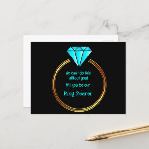 Gold Ring On  A Black Background Announcement Postcard