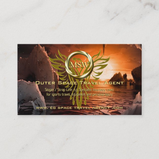 Gold Ring, Phoenix, Exoplanet, Insurance Broker Business Card (Front)