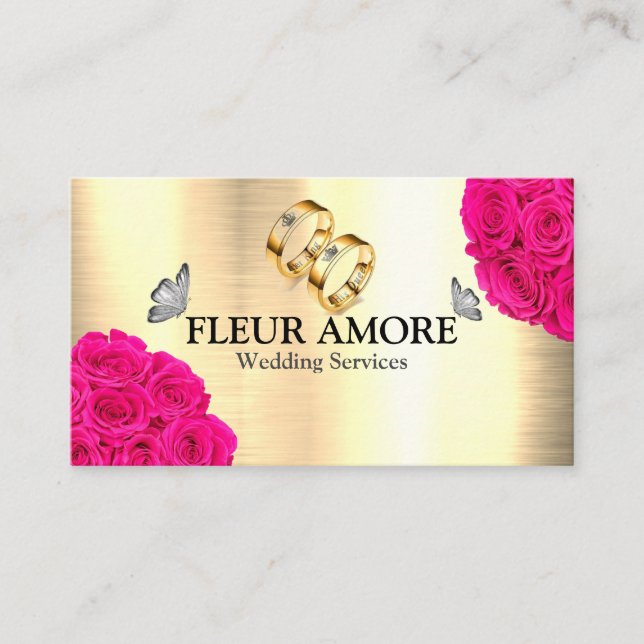 Gold Ring Planning Design Styling Wedding Services Business Card (Front)