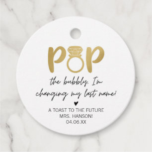 Gold Ring Pop The Bubbly Favour Tag