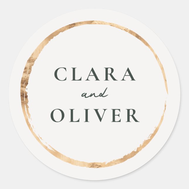 Gold Ring Sunset Oregon Coast Wedding Envelope  Classic Round Sticker (Front)