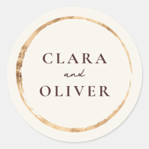 Gold Ring Tuscany Vineyard Wedding Envelope Classic Round Sticker