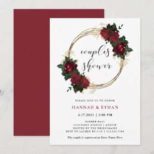 Gold Rings and Red Roses   Couples Shower Invitation