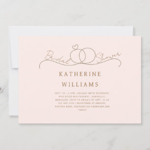 Gold Rings Heart Blush & Gold Bridal Shower Invitation
