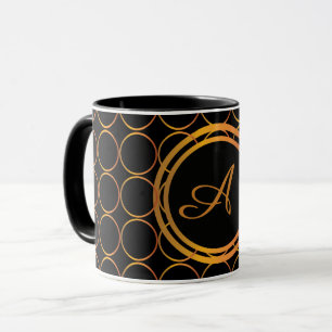 Gold rings monogram mug