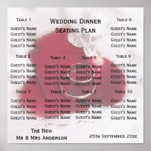 Gold Rings Rose Petals Design Wedding Seating Poster