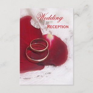 Gold Rings Rose Petals Wedding Enclosure Card