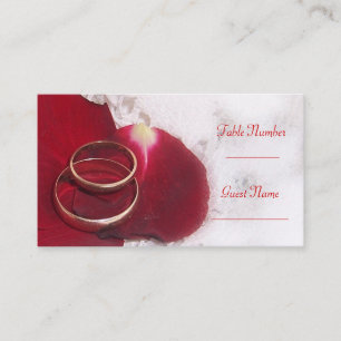 Gold Rings Rose Petals Wedding Place Setting Card