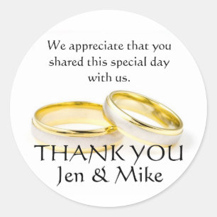 Gold Rings Thank You Wedding Favour Stickers