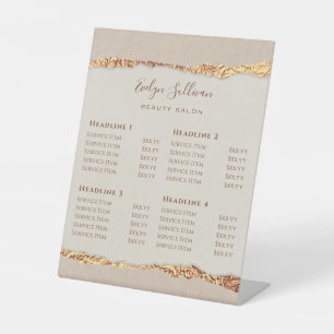 Gold Ripped Paper Price List Pedestal Sign