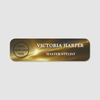 Gold Rising Sun Rays Luxury Master Stylist Name Tag