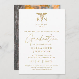 Gold RN Nursing Graduation Photo Announcement