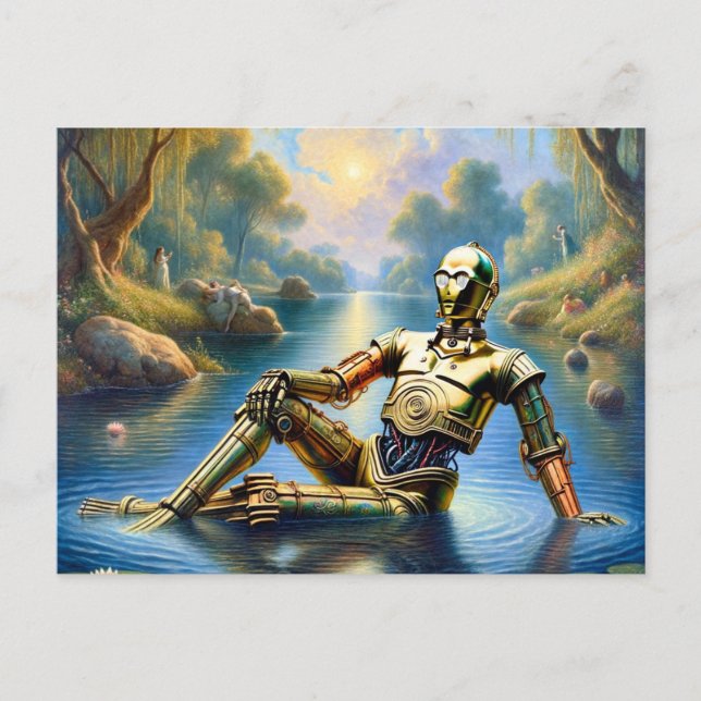 Gold Robot Ophelia in the Water Postcard (Front)