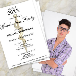 Gold Rod of Asclepius Medical Graduation   Photo Invitation