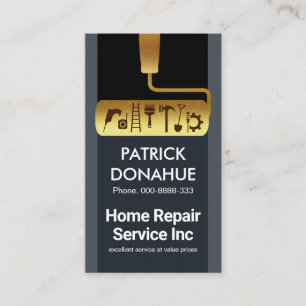 Gold Roller Brush Handyman Tools Business Card