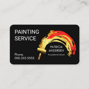 Gold Roller Brush Paint Splatter Business Card