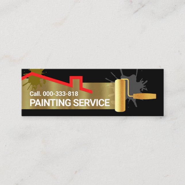 Gold Roller Brush Painting Home Mini Business Card (Front)