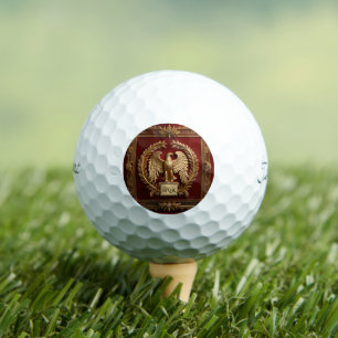 Gold Roman Imperial Eagle over Red No.4 Golf Balls