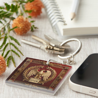 Gold Roman Imperial Eagle over Red No.4 Key Ring