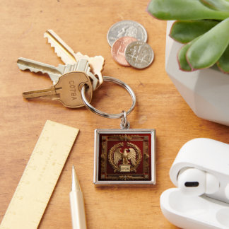 Gold Roman Imperial Eagle over Red No.4 Key Ring