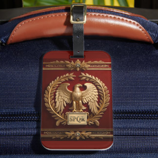 Gold Roman Imperial Eagle over Red No.4 Luggage Tag