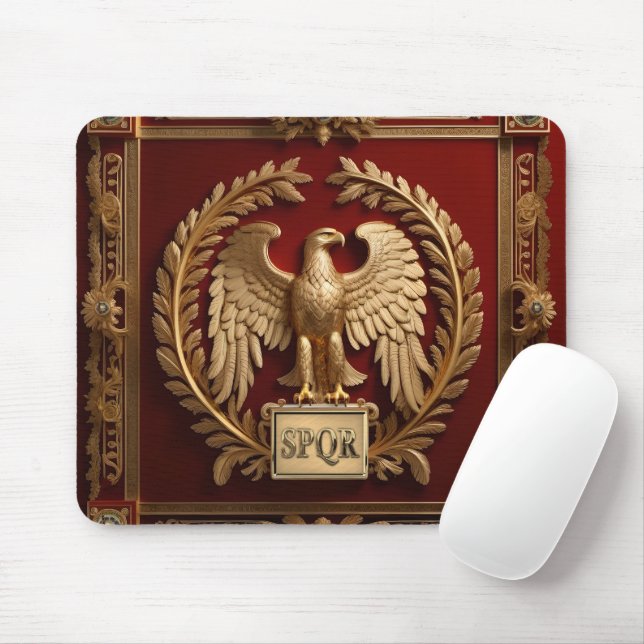 Gold Roman Imperial Eagle over Red No.4 Mouse Mat (With Mouse)