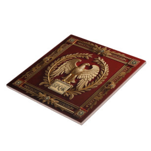 Gold Roman Imperial Eagle over Red No.4 Tile