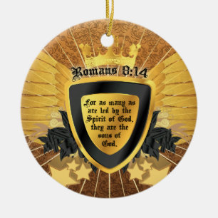 Gold Romans 8:14, Sons of God Ceramic Tree Decoration