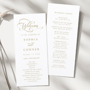 Gold Romantic Calligraphy Wedding Ceremony Programme