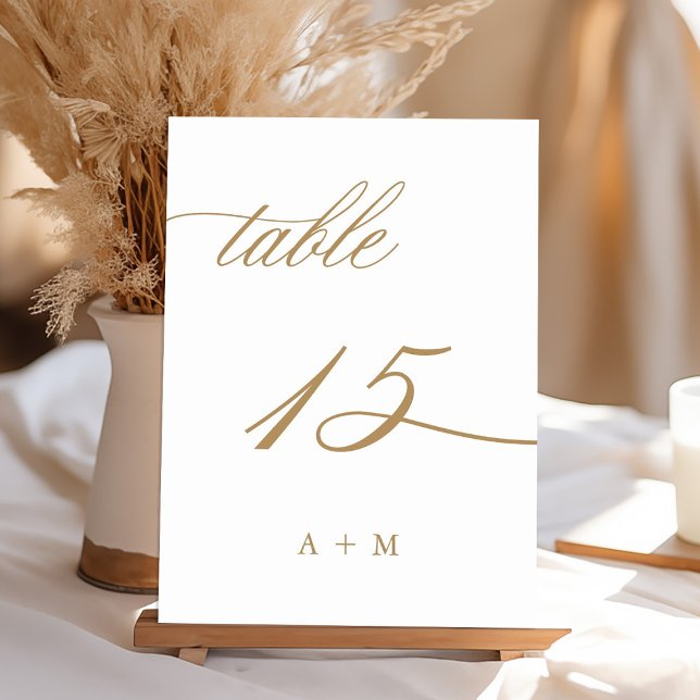 Gold Romantic Calligraphy Wedding Number 15, Table Number (Creator Uploaded)