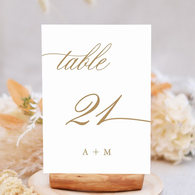 Gold Romantic Calligraphy Wedding Number 21, Table Number (Creator Uploaded)