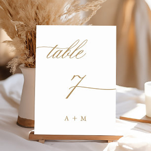 Gold Romantic Calligraphy Wedding Number 7, Table Number