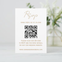 Gold Romantic Calligraphy Wedding QR Code RSVP