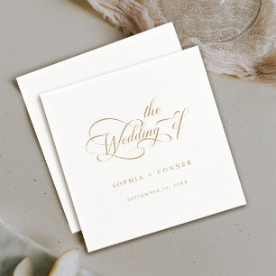 Gold Romantic Classy Calligraphy Wedding  Napkin