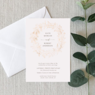 Gold Romantic Floral Wreath Wedding Invitation