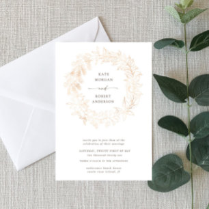 Gold Romantic Floral Wreath Wedding Invitation
