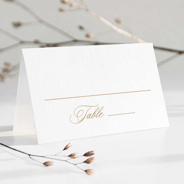 Gold Romantic Swirly Calligraphy Wedding  Place Card (Creator Uploaded)