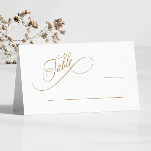 Gold Romantic Swirly Typography Wedding  Place Card