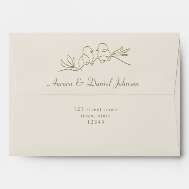 Gold Romantic Unique Wedding Envelope (Back (Top Flap))