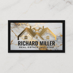 Gold Roof   House Logo   Real Estate Business Card