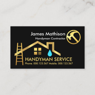 Gold Roof Ladder Home Repairs Business Card