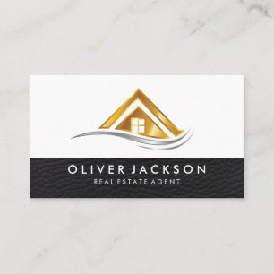 Gold Roof Metallic   Real Estate Properties Business Card