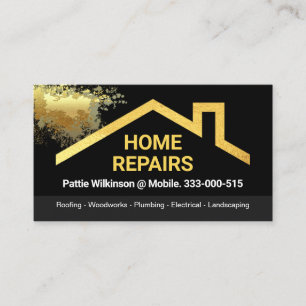 Gold Roof Paint Splatter Remodeling Business Card