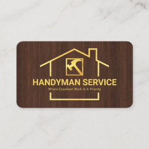 Gold Rooftop Building Frame Construction Handyman Business Card