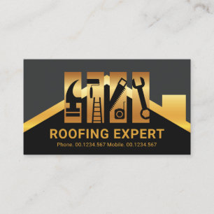 Gold Rooftop Handyman Tool Layers Business Card