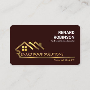 Gold Rooftop Letter-R Roofing Business Card