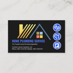 Gold Rooftop Plumbing Icons Business Card
