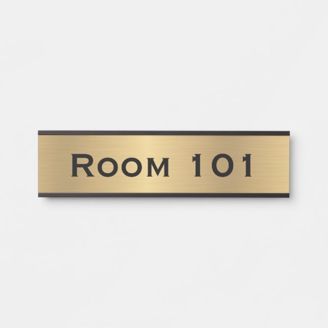 Gold Room Number Door Sign Hotel Office Building (Front)