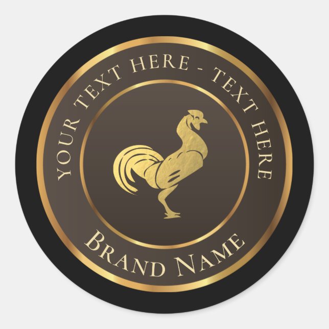 Gold Rooster Logo Classic Round Sticker (Front)
