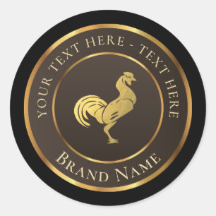 Gold Rooster Logo Classic Round Sticker